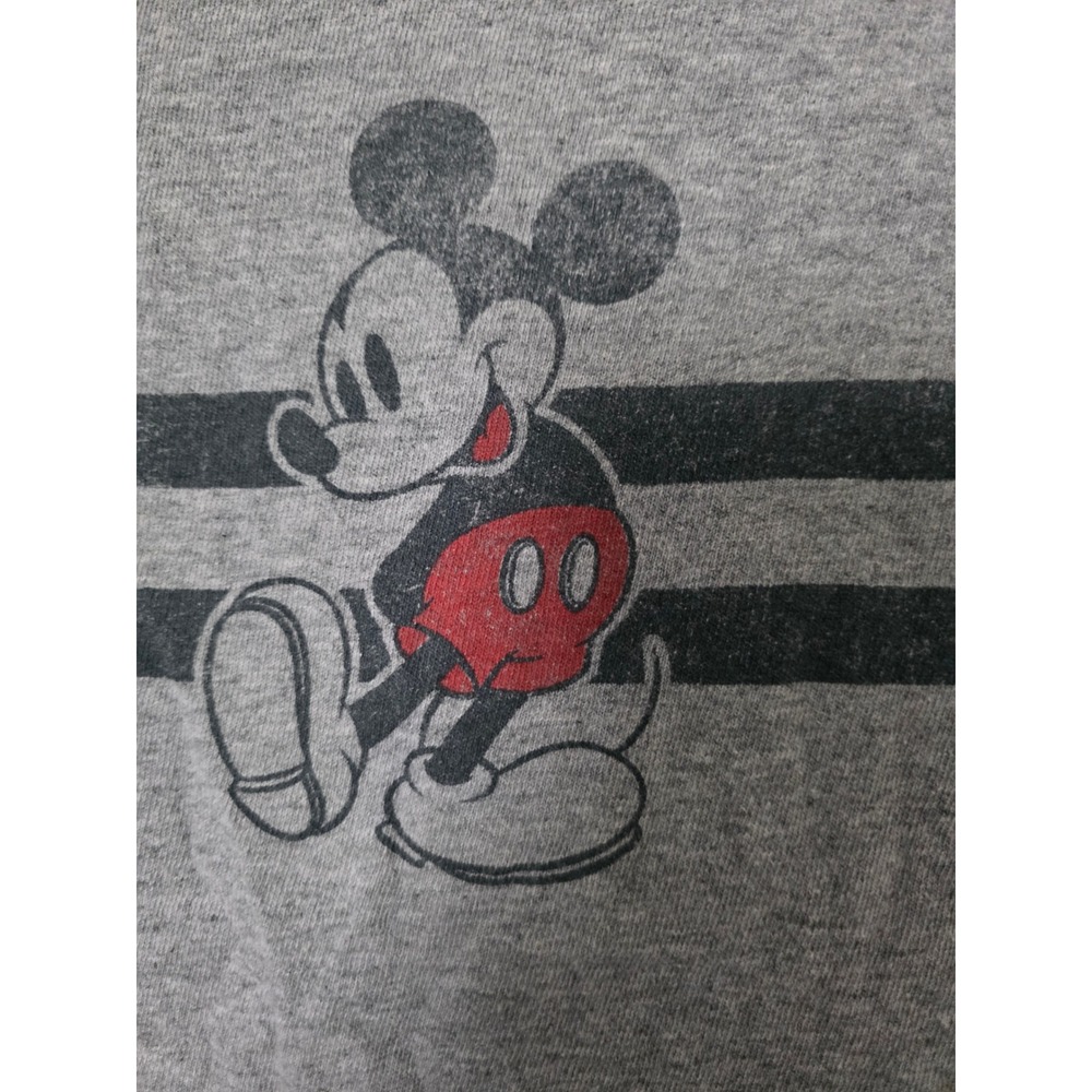 Disney Graphic Tee Womens Small Gray Excellent Mickey Mouse Cropped Raw Hem - Picture 3 of 5